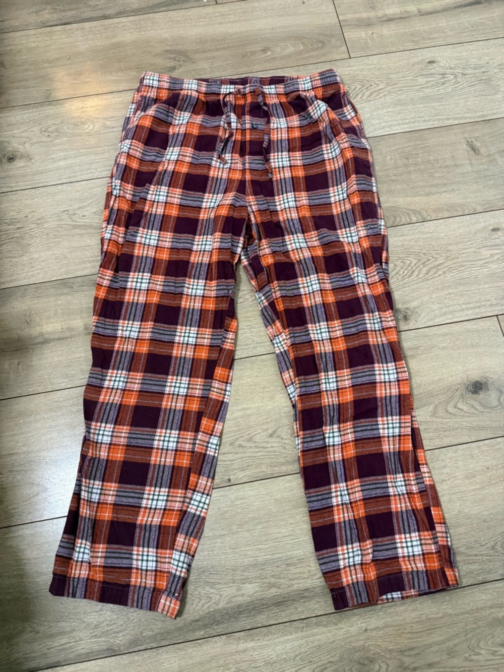 Men's Plaid Lounge Pants in Orange & Burgundy
